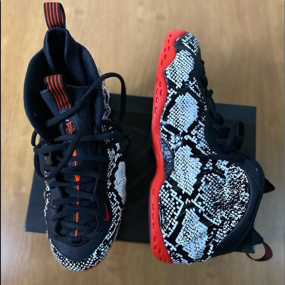 Albino Foamposits snake skin black and white. Red bottoms size 13 - Picture 2 of 9